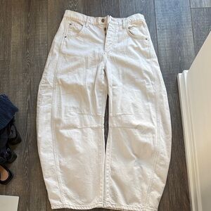 Free people white barrel jeans